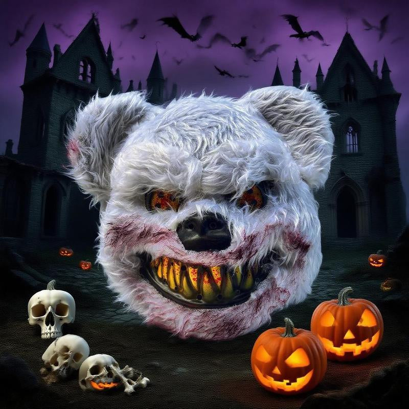 Halloween LED Scary Mask, Trendy LED Light up Rabbit and Bear Mask, Cool Subculture Punk Cosplay Luminous Mask, Creative Party Accessory Masquerade Horror, Battery Powered, for Men and Women Lightweight Christmas