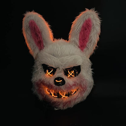 Halloween LED Scary Mask, Trendy LED Light up Rabbit and Bear Mask, Cool Subculture Punk Cosplay Luminous Mask, Creative Party Accessory Masquerade Horror, Battery Powered, for Men and Women Lightweight Christmas